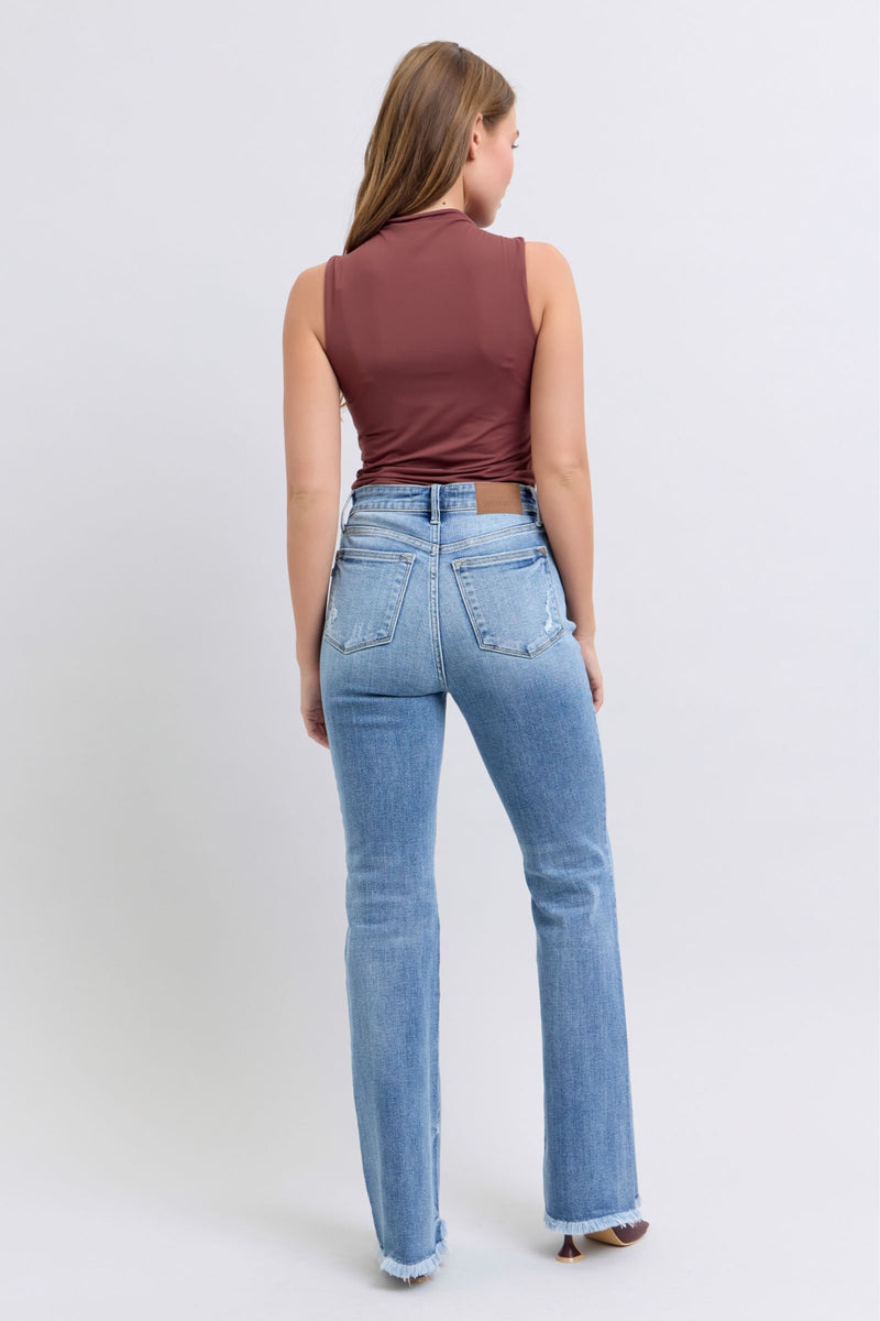 Delaney Raw Hem High Rise Bootcut Judy Blue Jeans