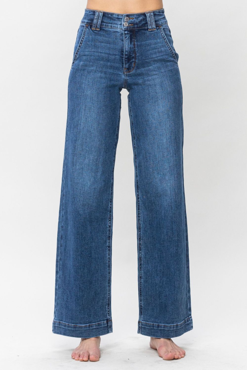 Kendall Double Button Wide Leg Judy Blue Jeans