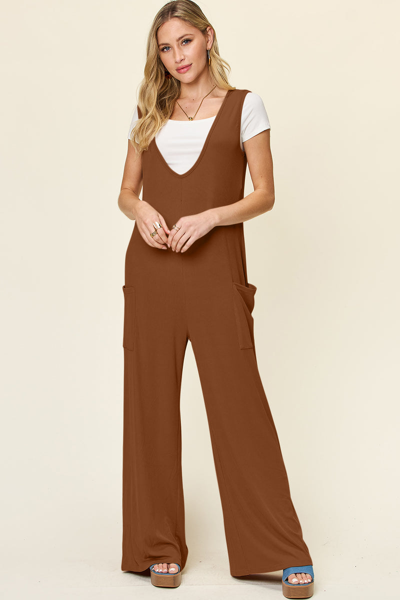 Melanie Sleeveless Wide Leg Jumpsuit with Pockets