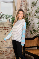 Ashlee Striped Dropped Shoulder Sweater