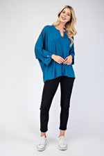 Lainey Notched Three-Quarter Sleeve Blouse