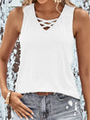 Brylee Eyelet Crisscross Wide Strap Tank