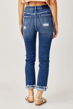 Jenna RISEN High-Rise Frayed Cuffed Straight Jeans