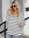 Miranda Drawstring Striped Long Sleeve Hoodie