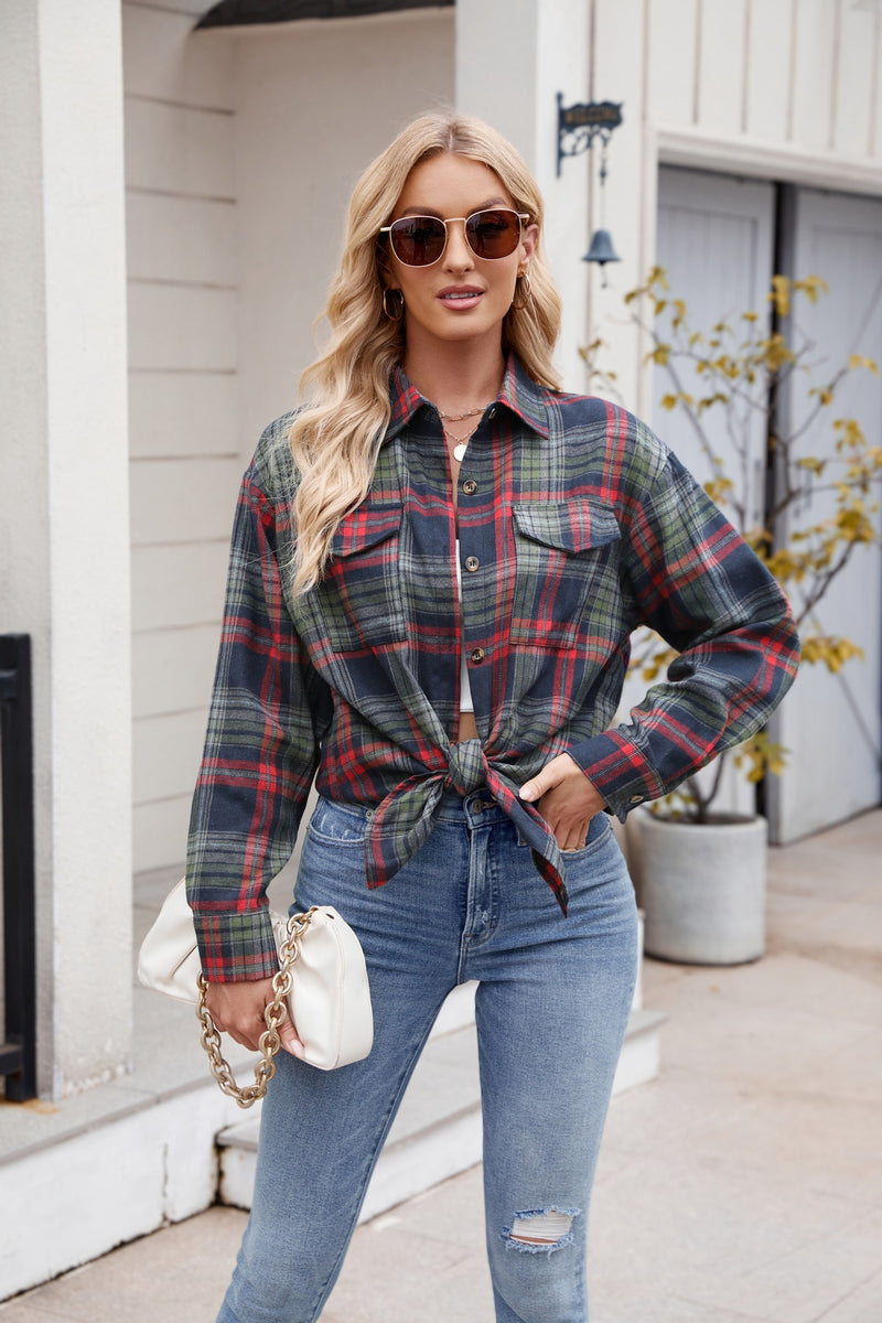 Becca Plaid Button Up Long Sleeve Shirt