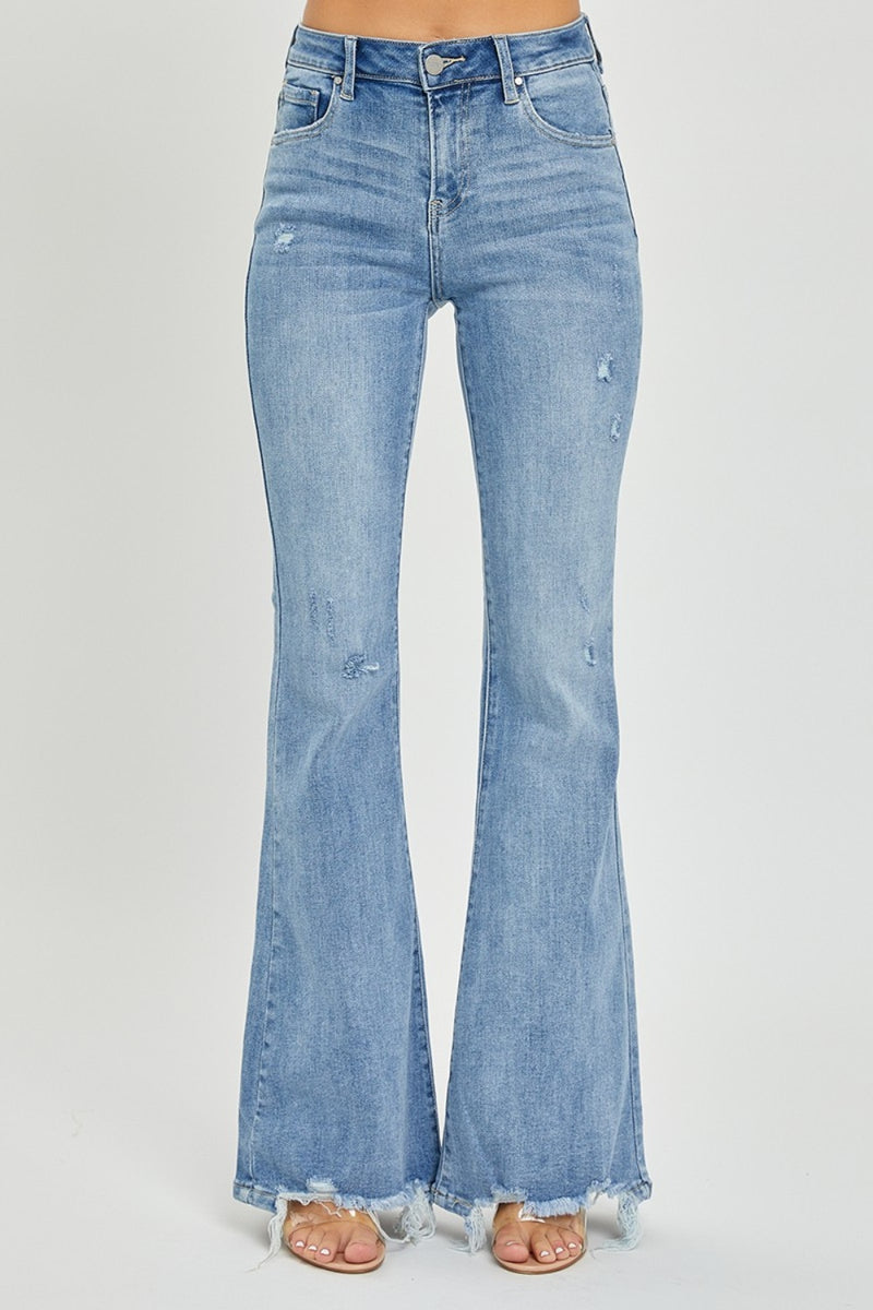 Annabelle RISEN High Rise Frayed Hem Flare Jeans