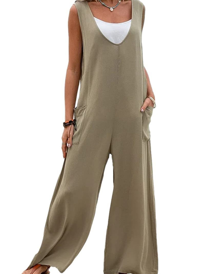 Lindsey Wide Strap Jumpsuit with Pockets