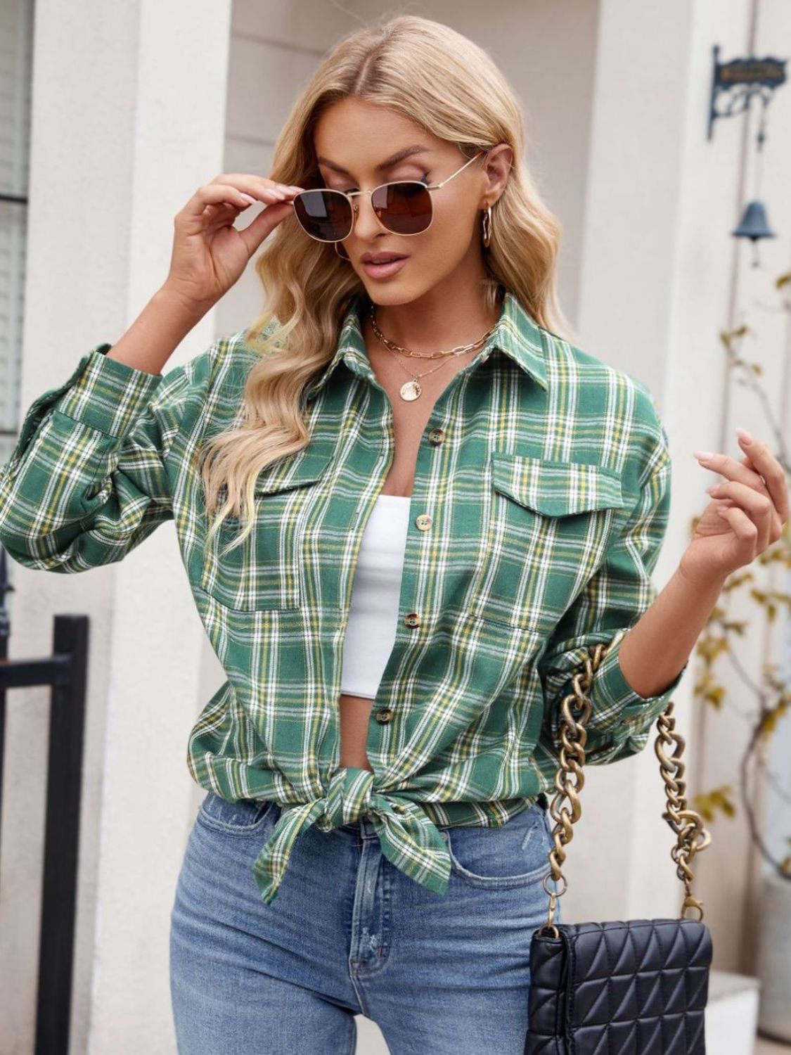 Becca Plaid Button Up Long Sleeve Shirt