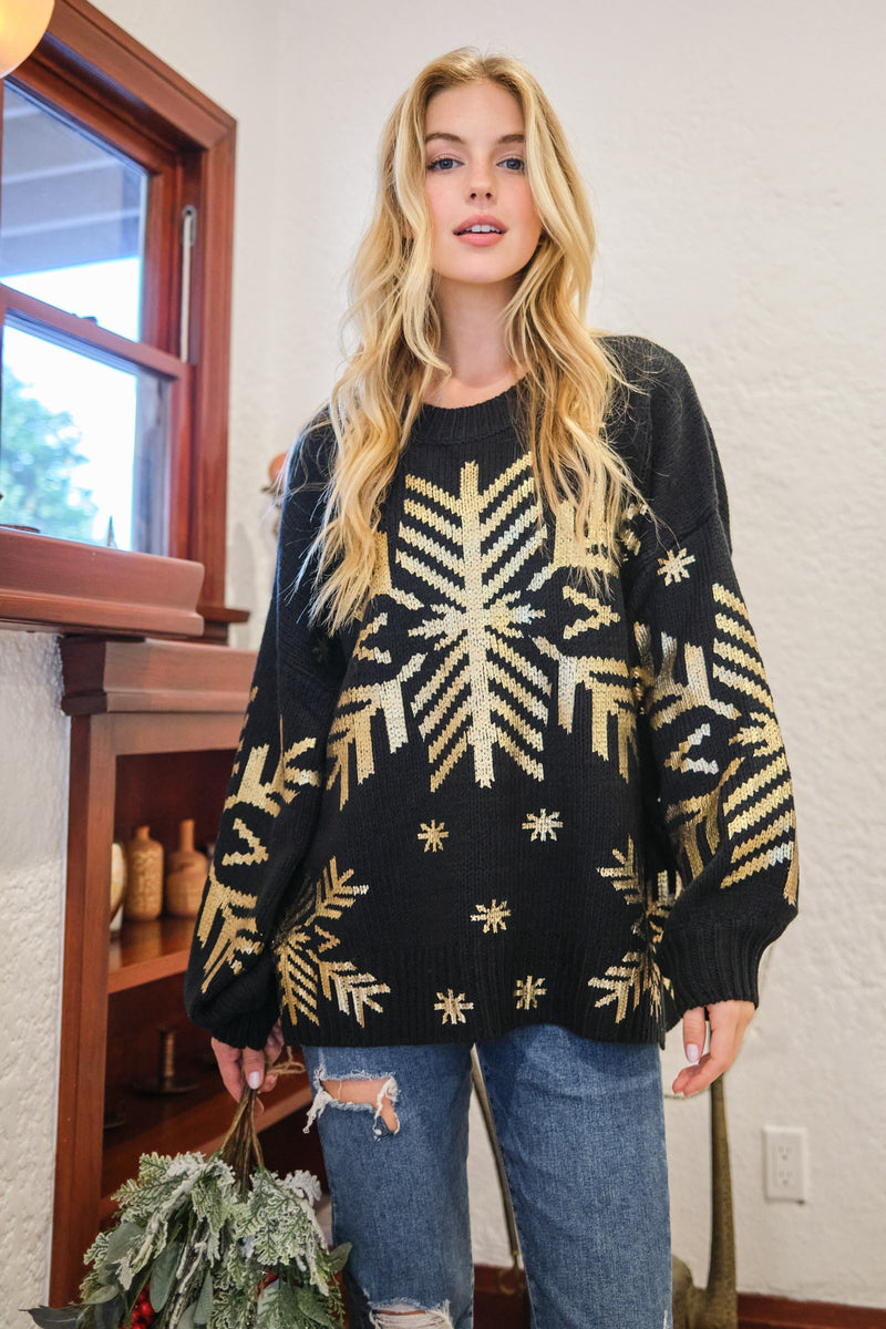 Fiona Foil Snowflake Sweater