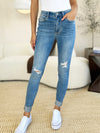 Larissa Mid Rise Destroy & Cuff Skinny Judy Blue Jeans