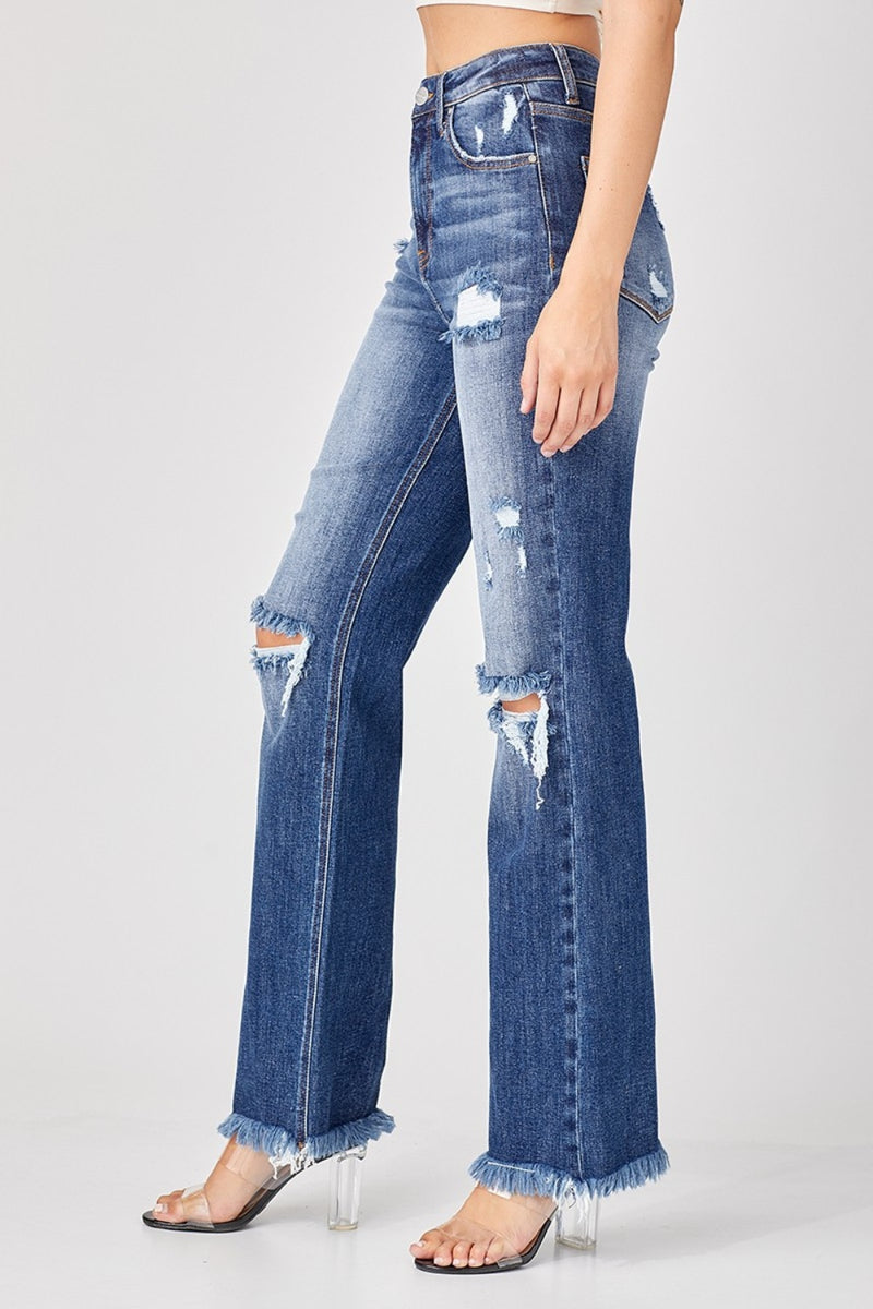 Penelope RISEN Raw Hem Distressed Straight Jeans