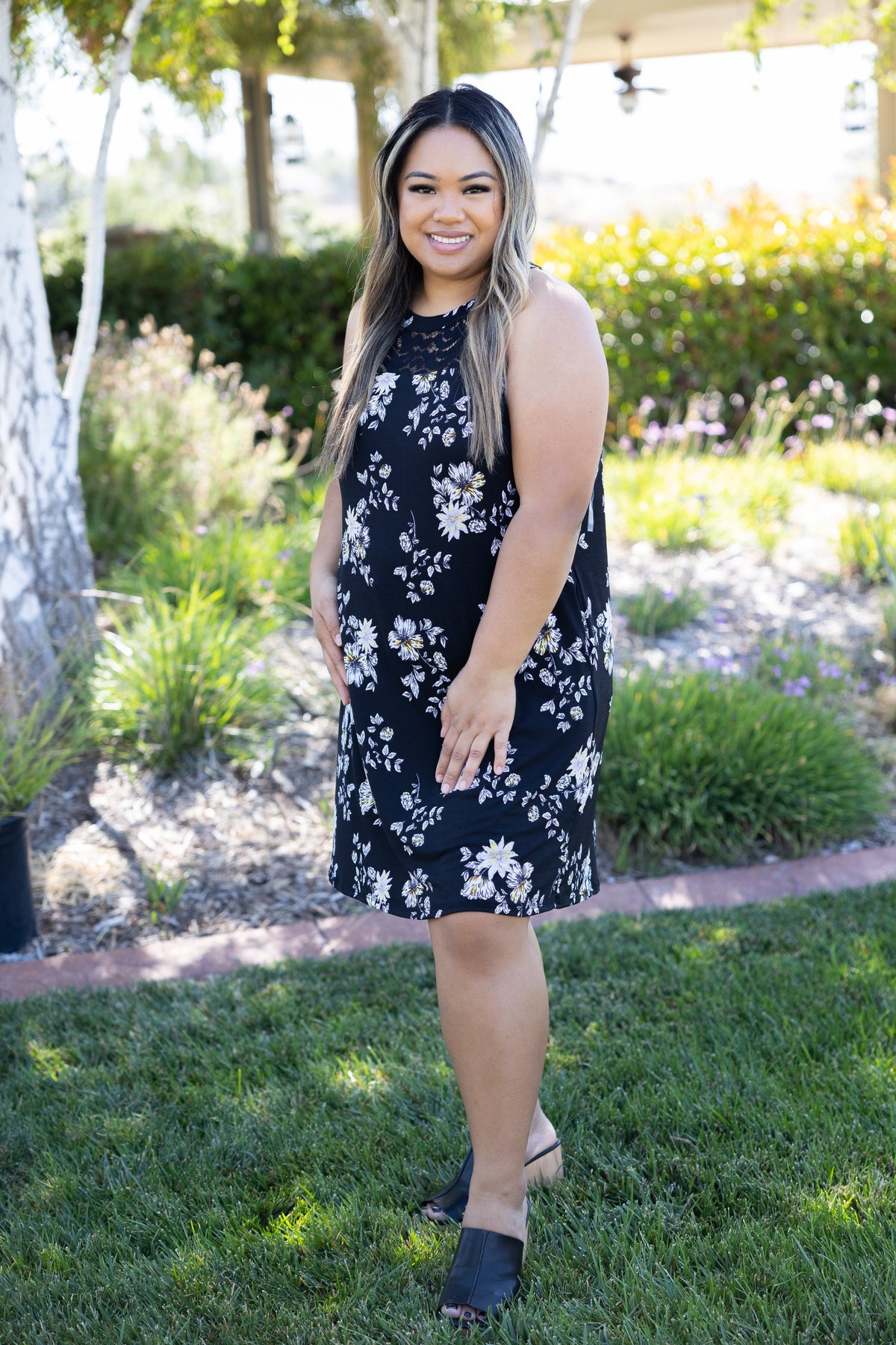 Floral Lace Trim Dress