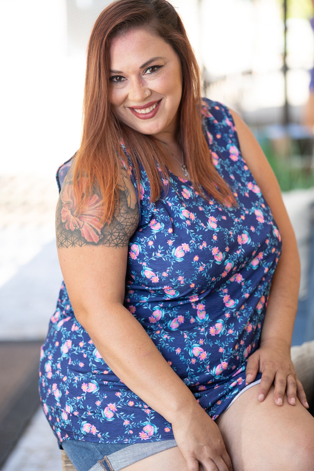 Navy Splendor Sleeveless Top