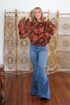 Rustic Floral Bell Sleeve Top