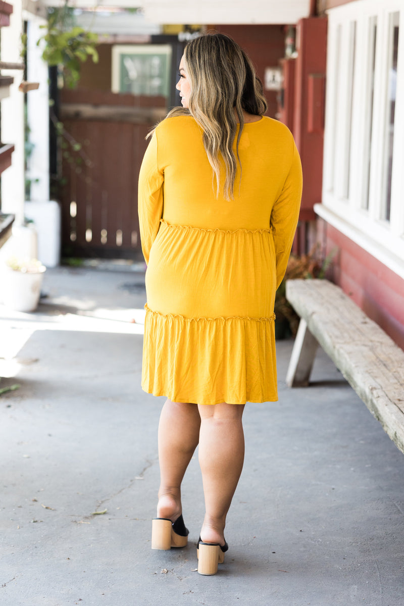 Tiered Decadence Mustard Dress