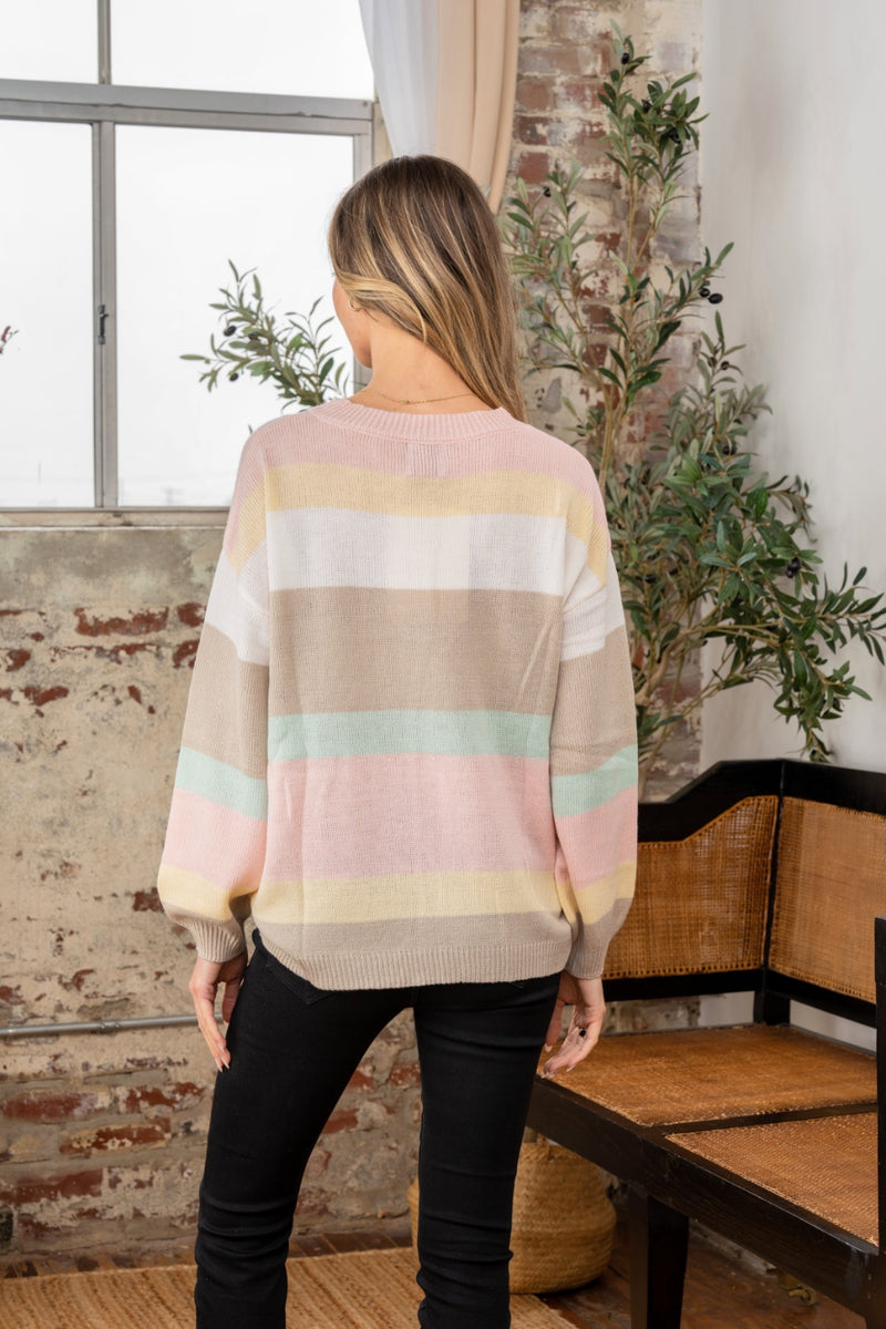 Thea Color Block Round Neck Sweater