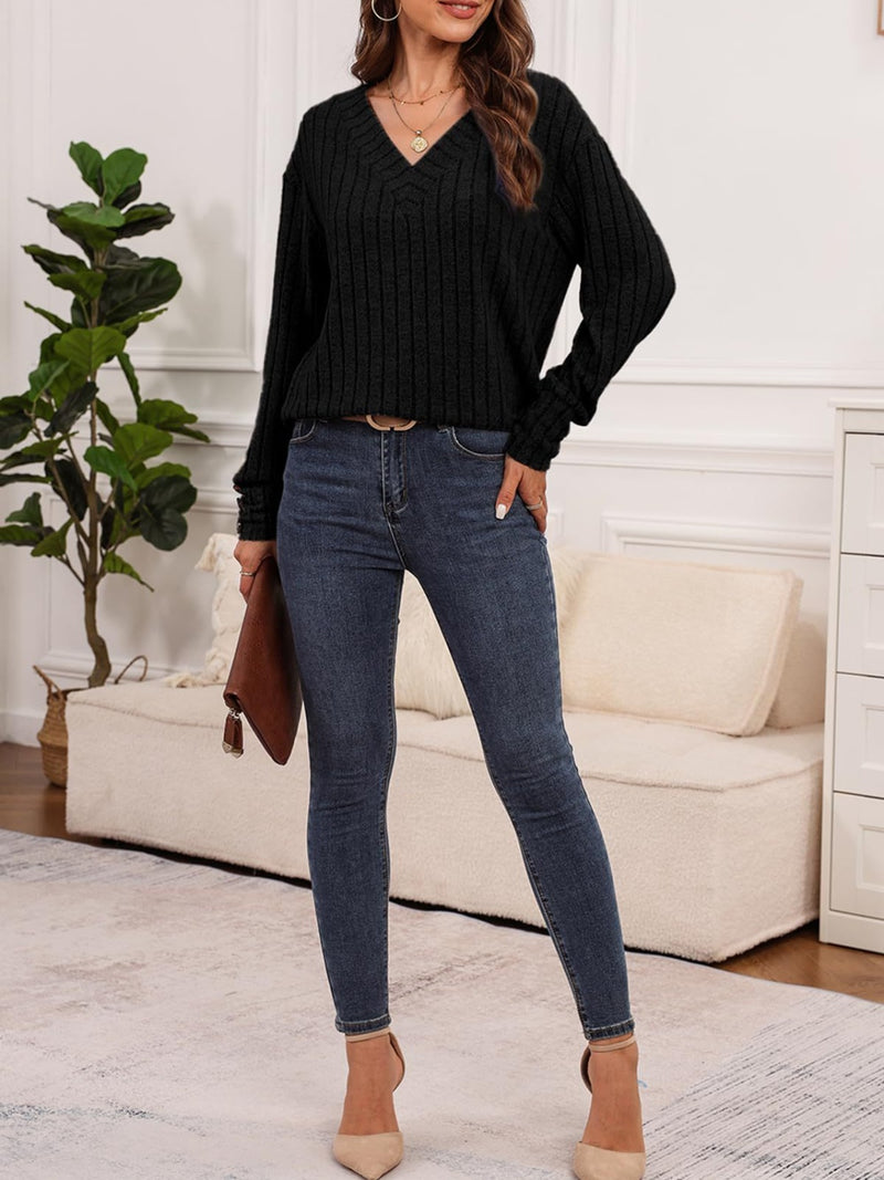 Haven Ribbed V-Neck Long Sleeve