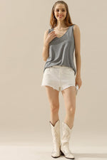 Mia V-Neck Curved Hem Tank