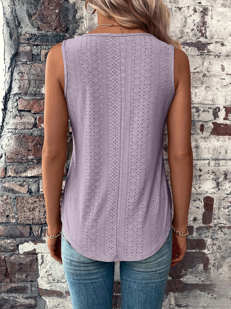 Brooklyn Eyelet V-Neck Wide Strap Tank