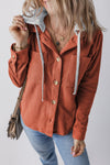 Lila Drawstring Button Up Hooded Jacket