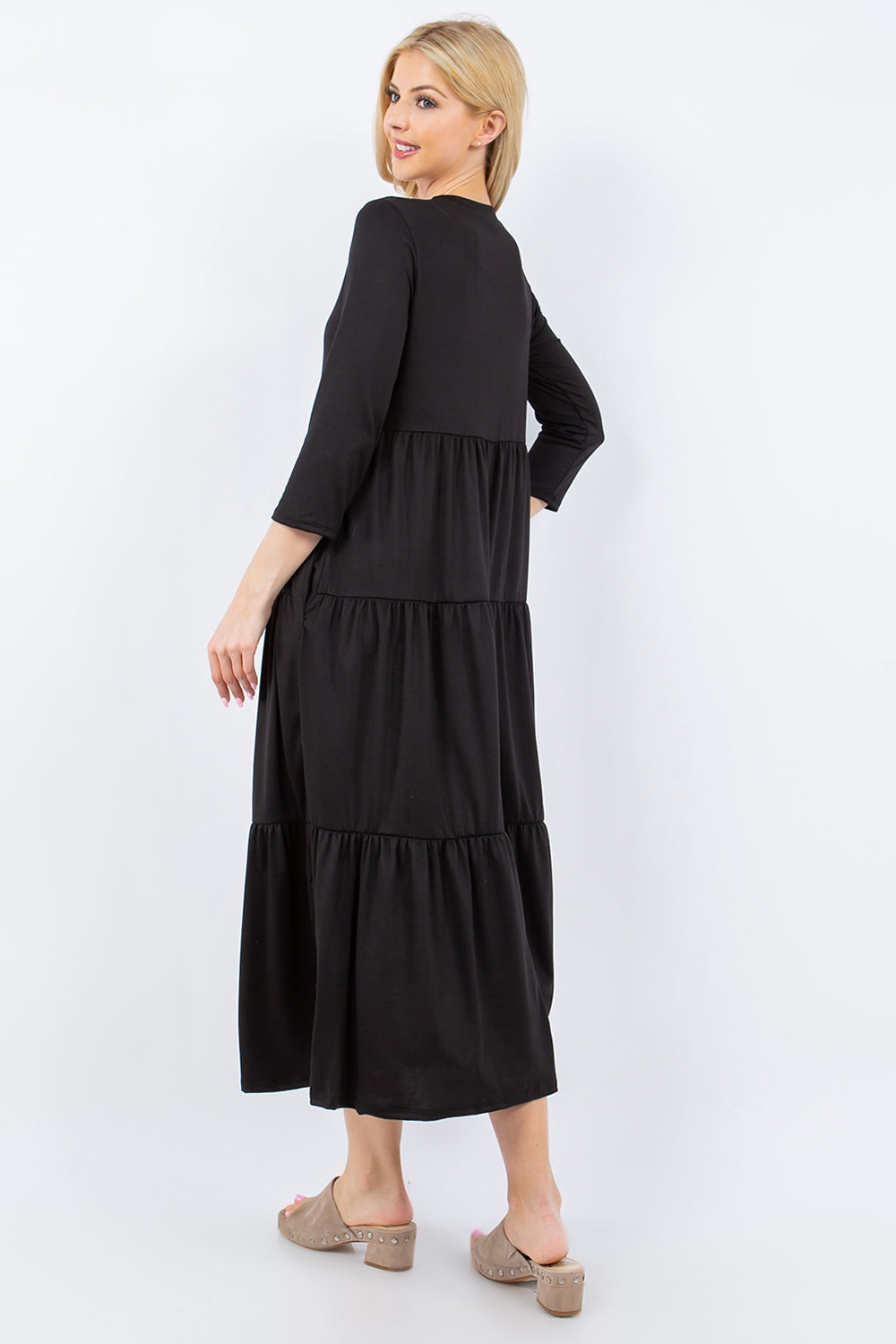 Savannah Tiered Midi Dress with Pockets