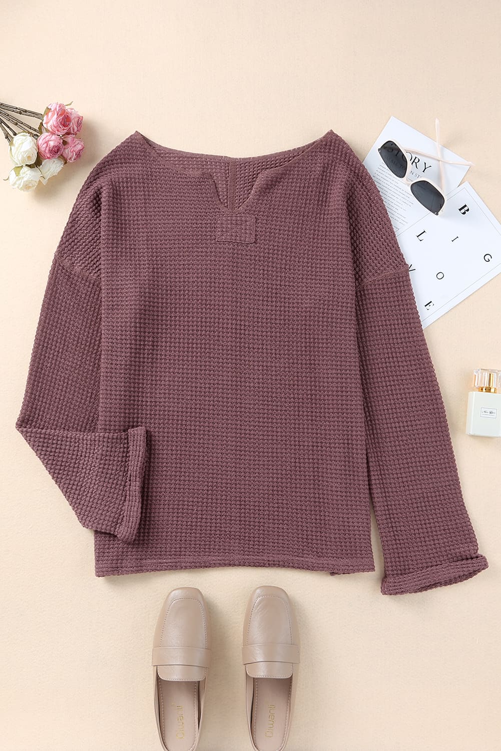 Lexi Plum Waffle Knit Top