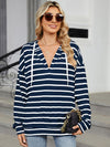 Miranda Drawstring Striped Long Sleeve Hoodie