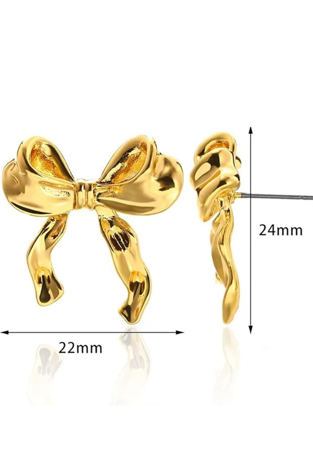 Gold Bow Stud Earrings