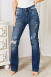Bentley Mid Rise Hand Sand & Destroy Bootcut Judy Blue Jeans