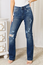 Bentley Mid Rise Hand Sand & Destroy Bootcut Judy Blue Jeans