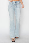 Mariah RISEN High Rise Front Patch Pocket Flare Jeans