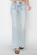 Mariah RISEN High Rise Front Patch Pocket Flare Jeans