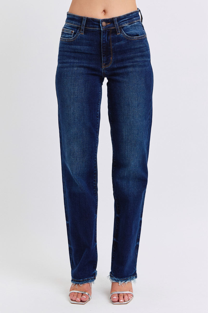 Marissa Raw Hem Straight Leg Judy Blue Jeans