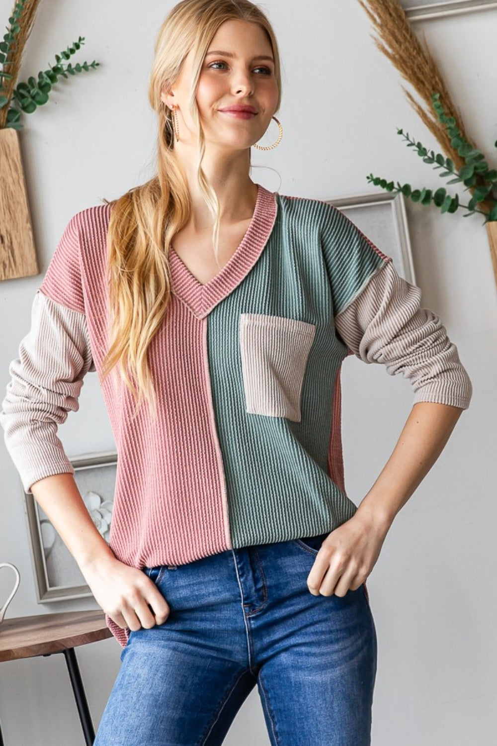 Heidi Color Block Ribbed Top