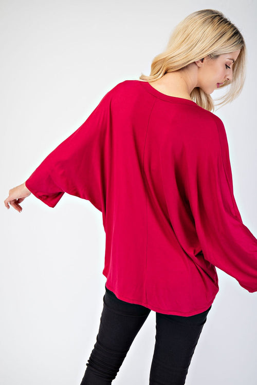 Harper Notched Three-Quarter Sleeve Blouse