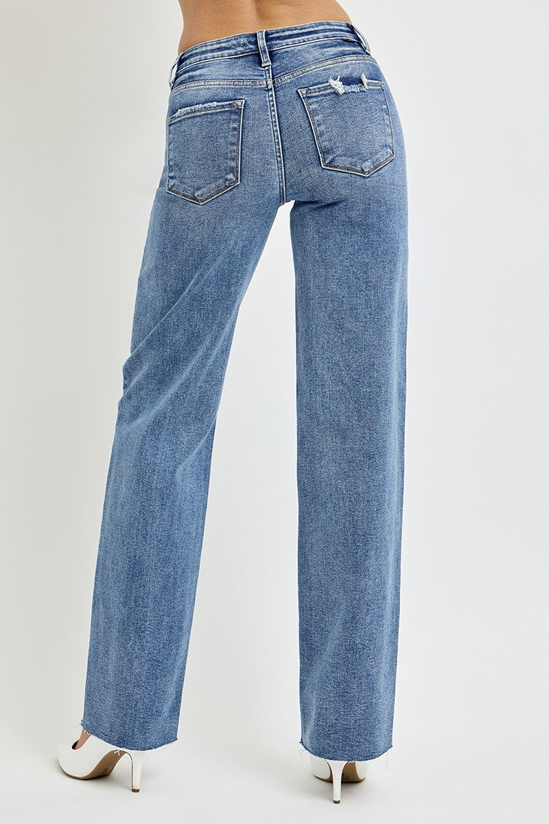 Kinley High Rise Straight Leg Jeans with Pockets by RISEN