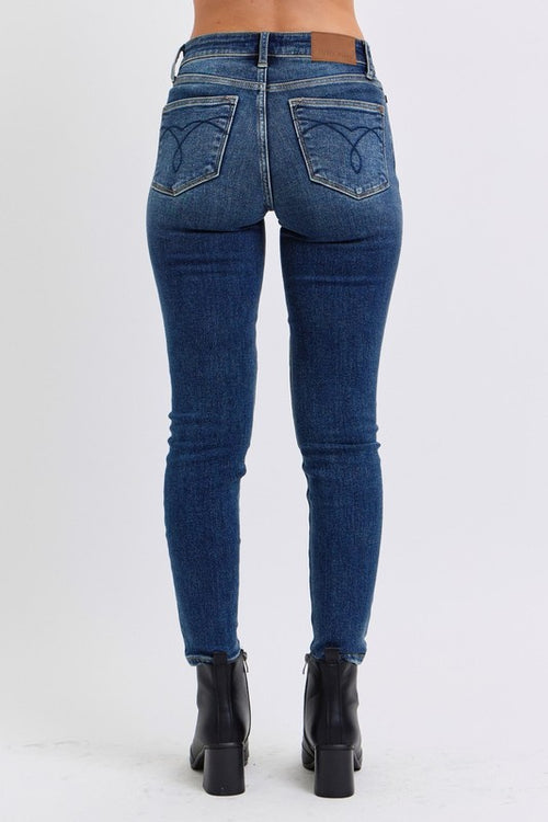 Matilda Mid-Rise Waist Skinny Judy Blue Jeans with Thermal Lining