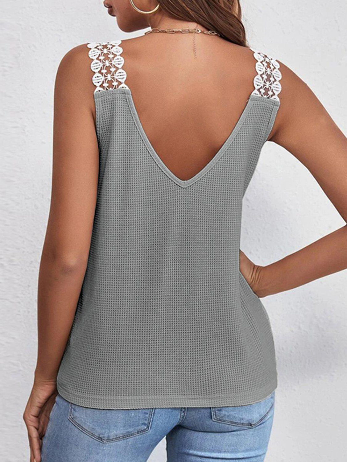 Sloane Lace Detail V-Neck Tank