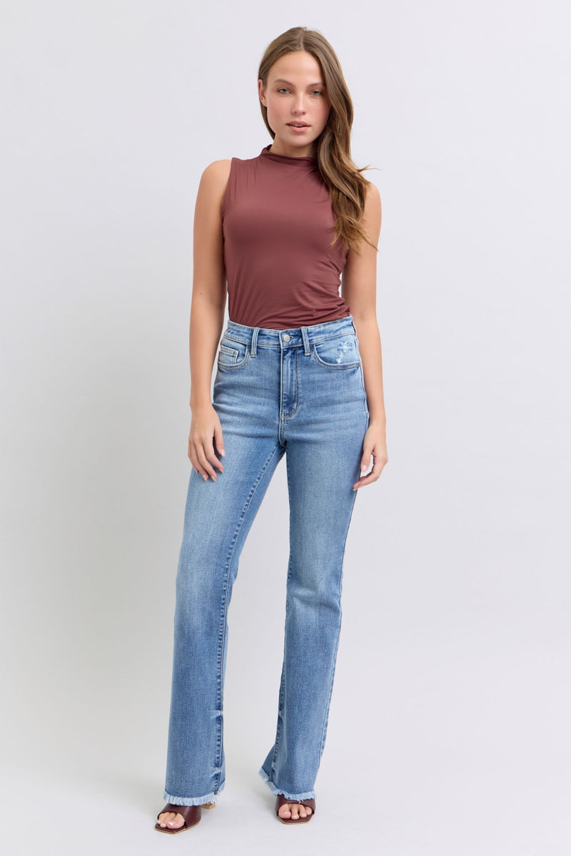 Delaney Raw Hem High Rise Bootcut Judy Blue Jeans