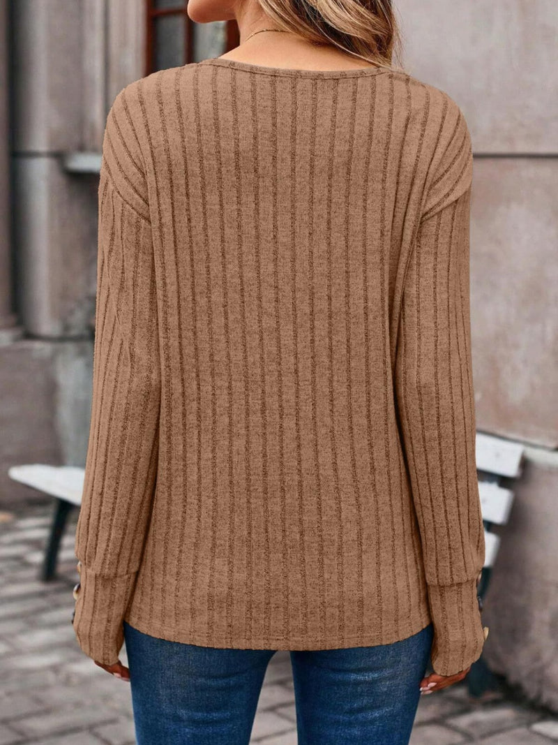 Haven Ribbed V-Neck Long Sleeve