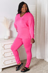 Bailey V-Neck Soft Rayon Long Sleeve Top and Pants Lounge Set