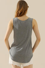 Mia V-Neck Curved Hem Tank