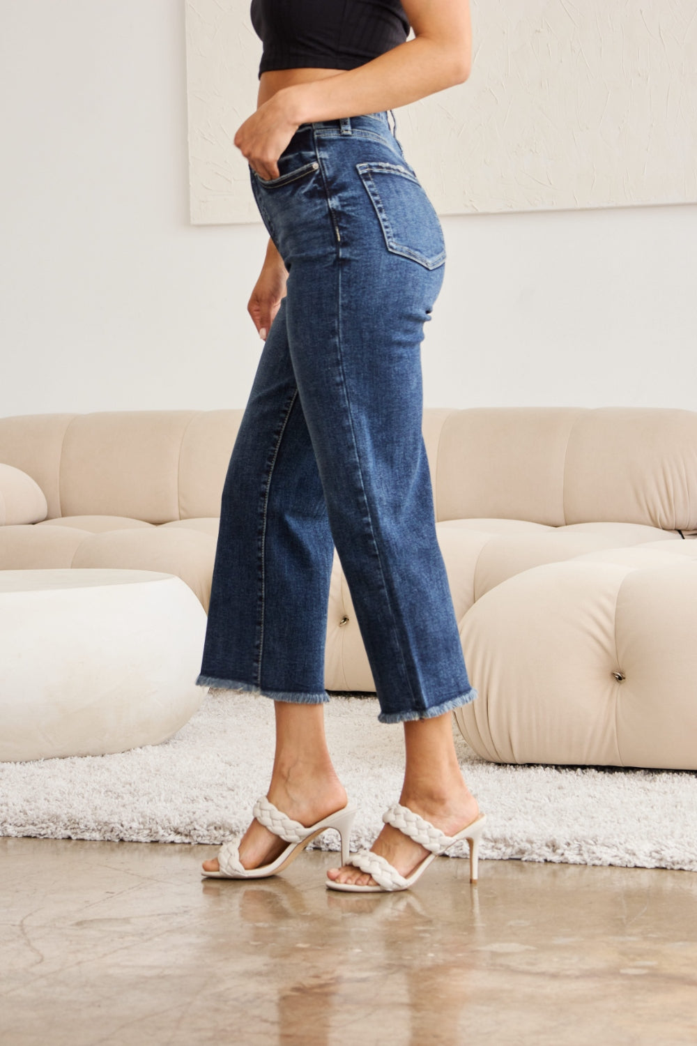 Sloane Tummy Control High Waist Raw Hem  Risen Jeans