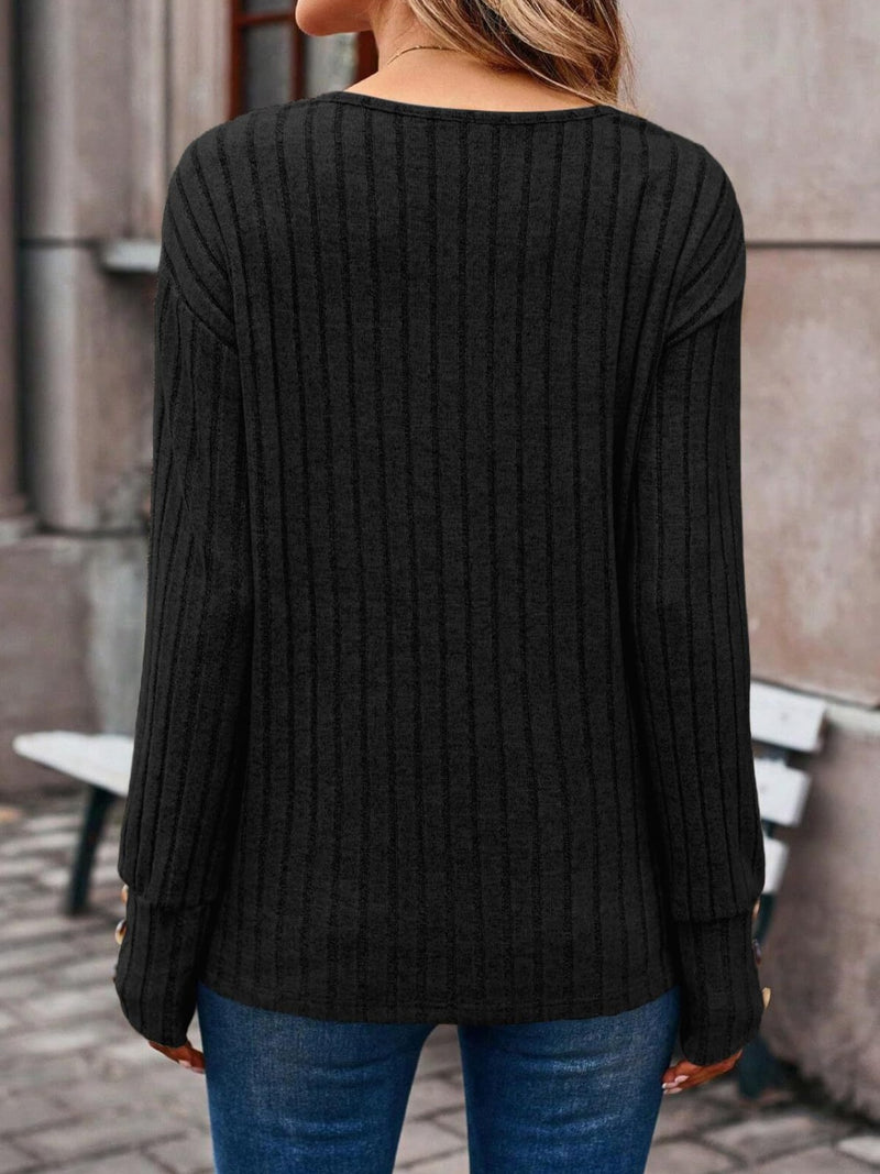 Haven Ribbed V-Neck Long Sleeve