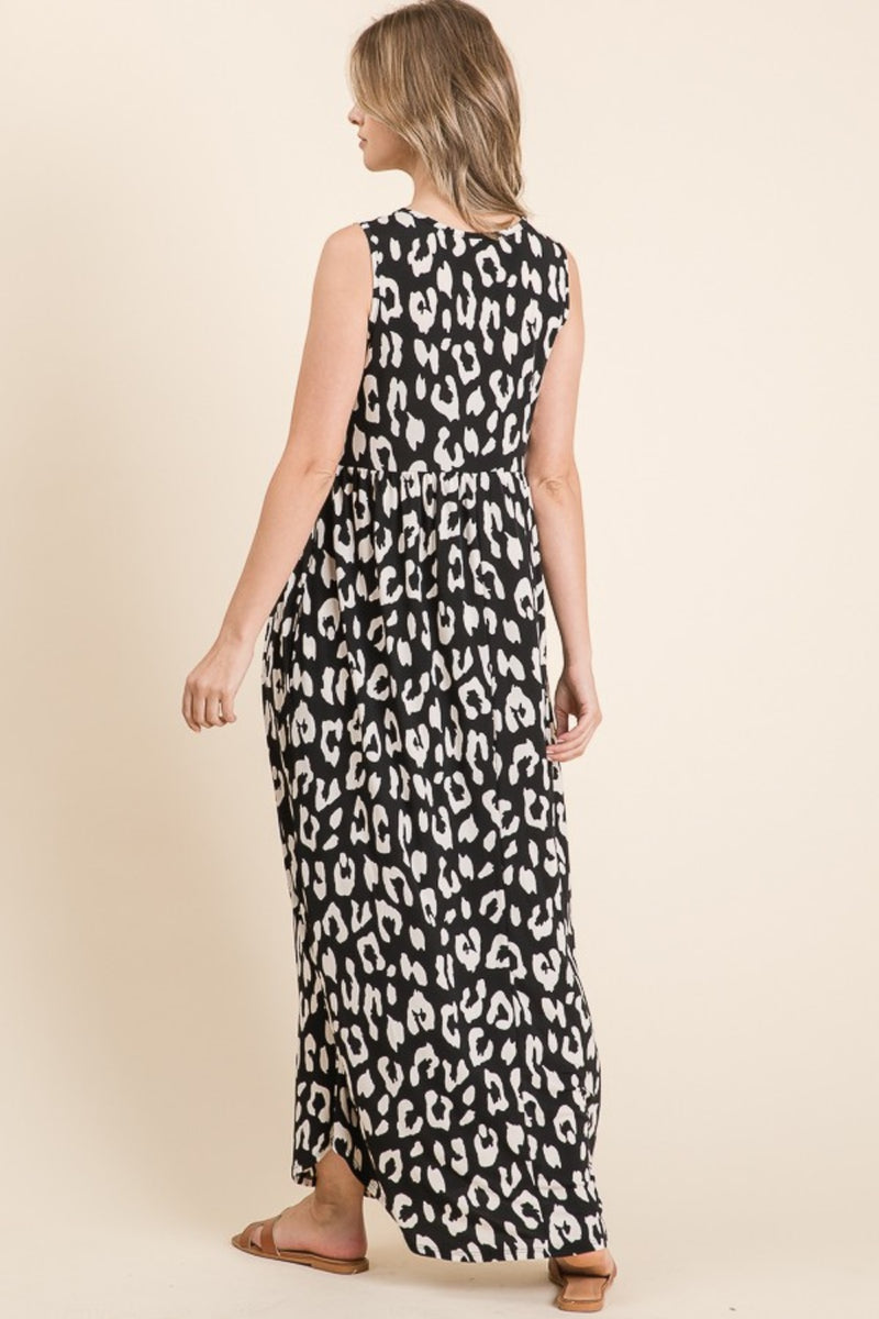 Maya Leopard Maxi Dress with Pockets