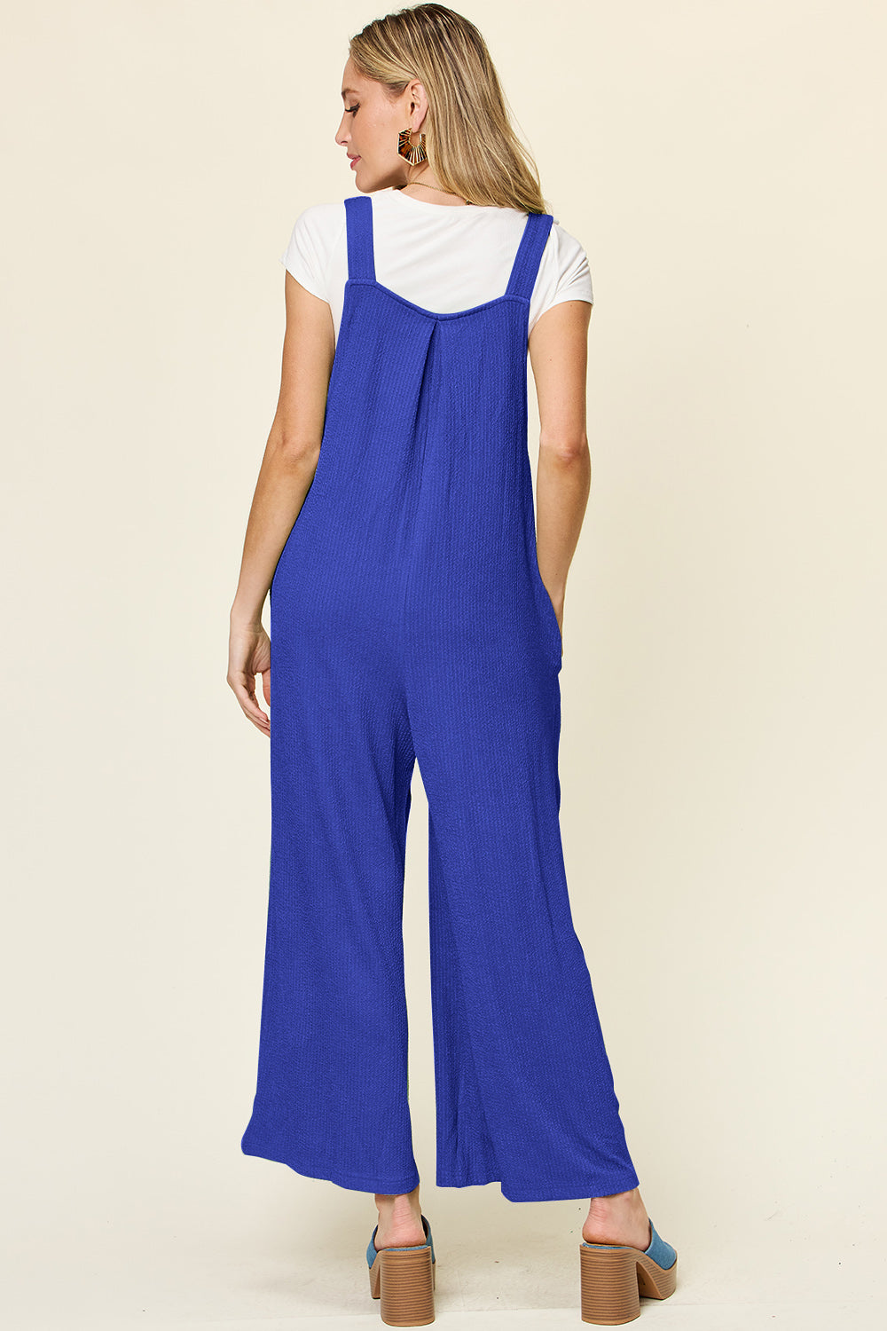 Tifanee Texture Sleeveless Wide Leg Overall