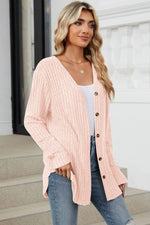 Kelly Ribbed Button Up Long Sleeve Cardigan