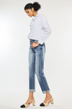 Melanie High Rise Cuffed Straight Kancan Jeans