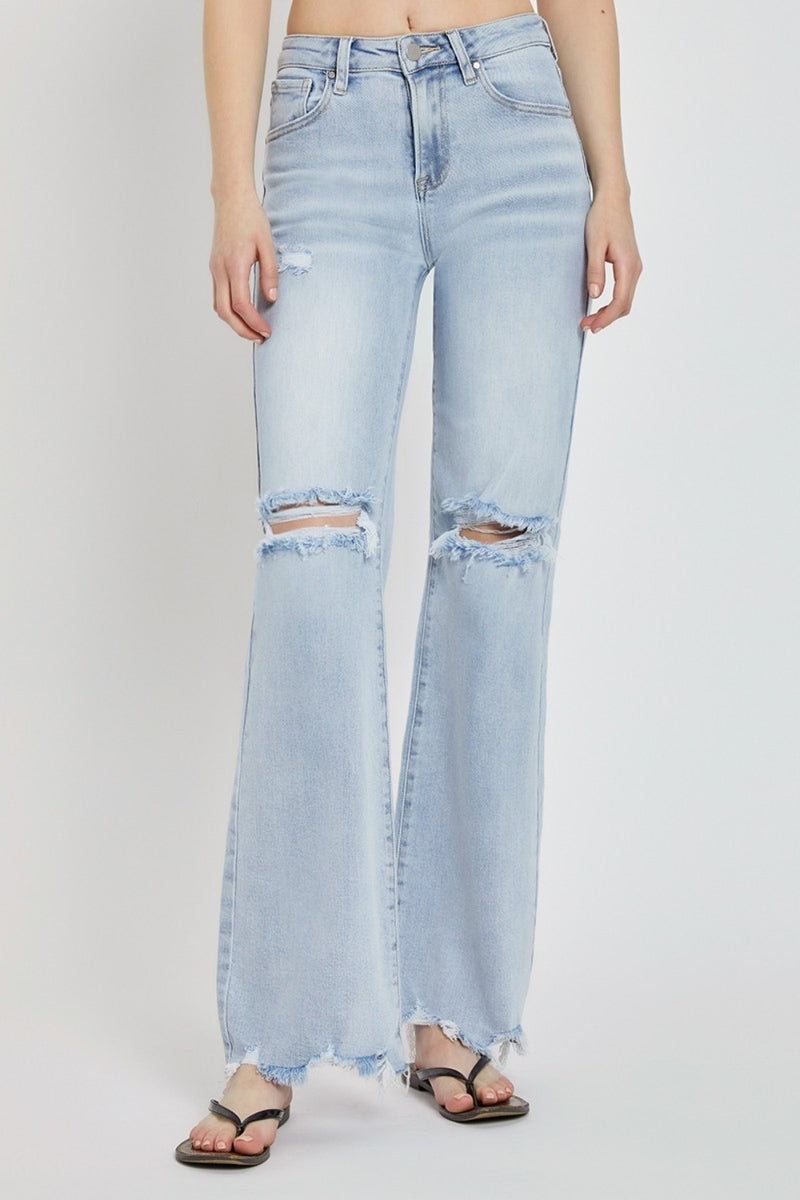 Sophia High Rise Distressed Wide Leg RISEN Jeans