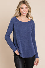 Justice Rib Texture Boat Neck Top